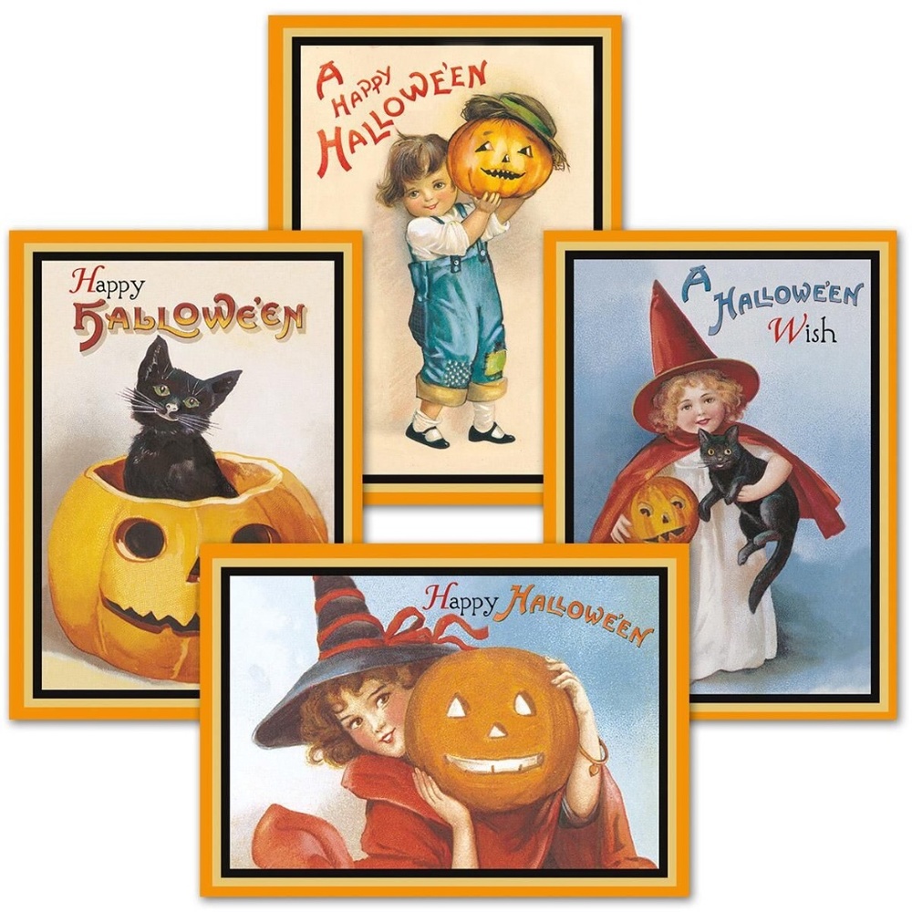8 Vintage Style Halloween Greeting Cards New